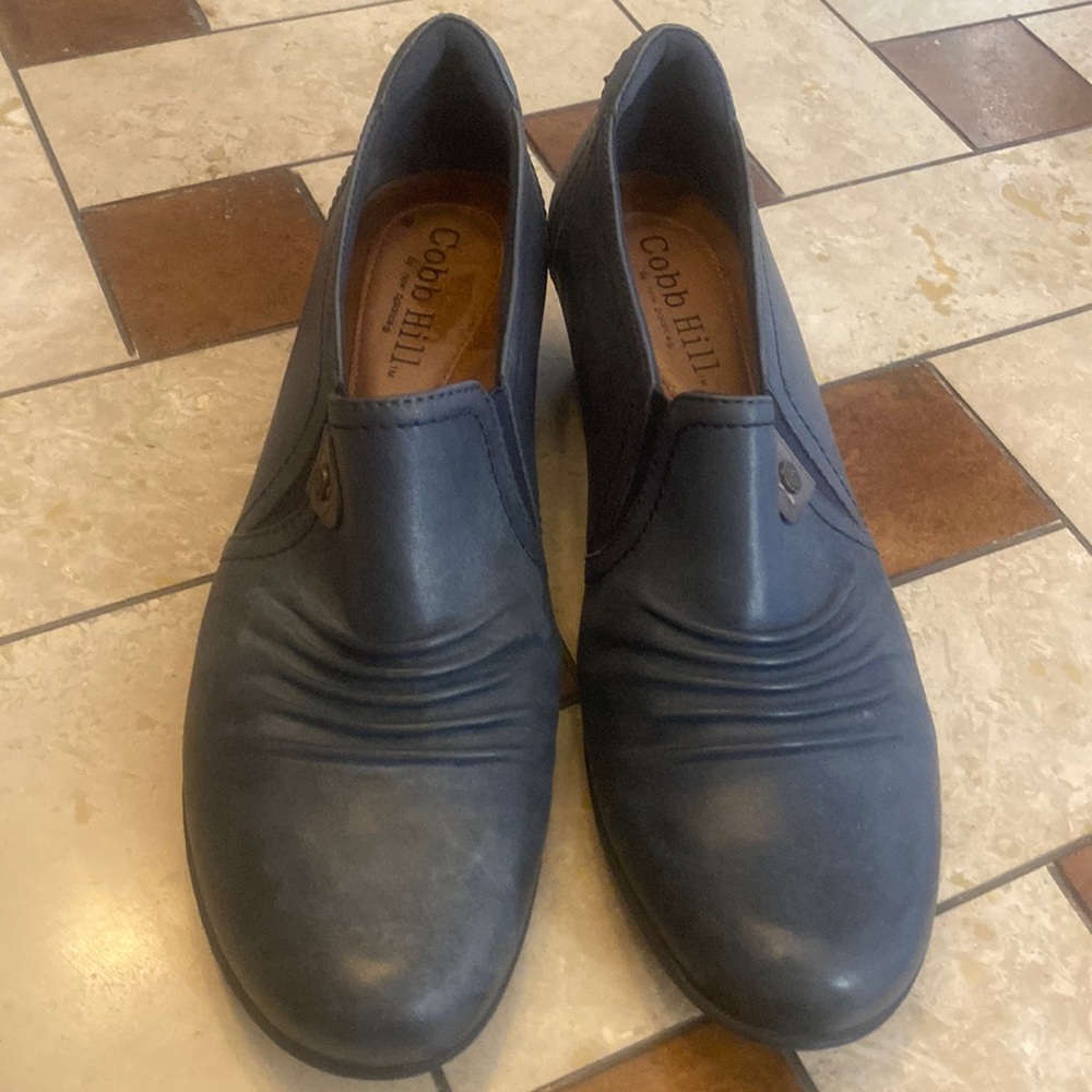 Rockport Cobb Hill Shoes Sz 10 W Adele Loafer Ruched Comfort Heel Blue